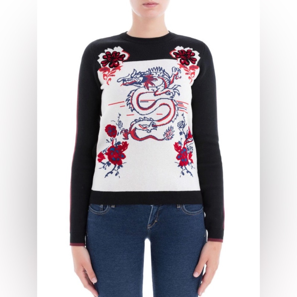 KENZO Dragon Wool Blend Jacquard Sweater Size Small - Picture 1 of 11
